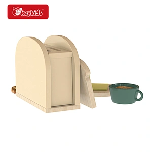 Kids pretend play appliance wooden toaster toys set with cup W10D645