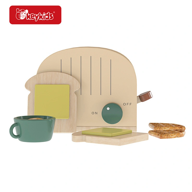 Kids pretend play appliance wooden toaster toys set with cup W10D645